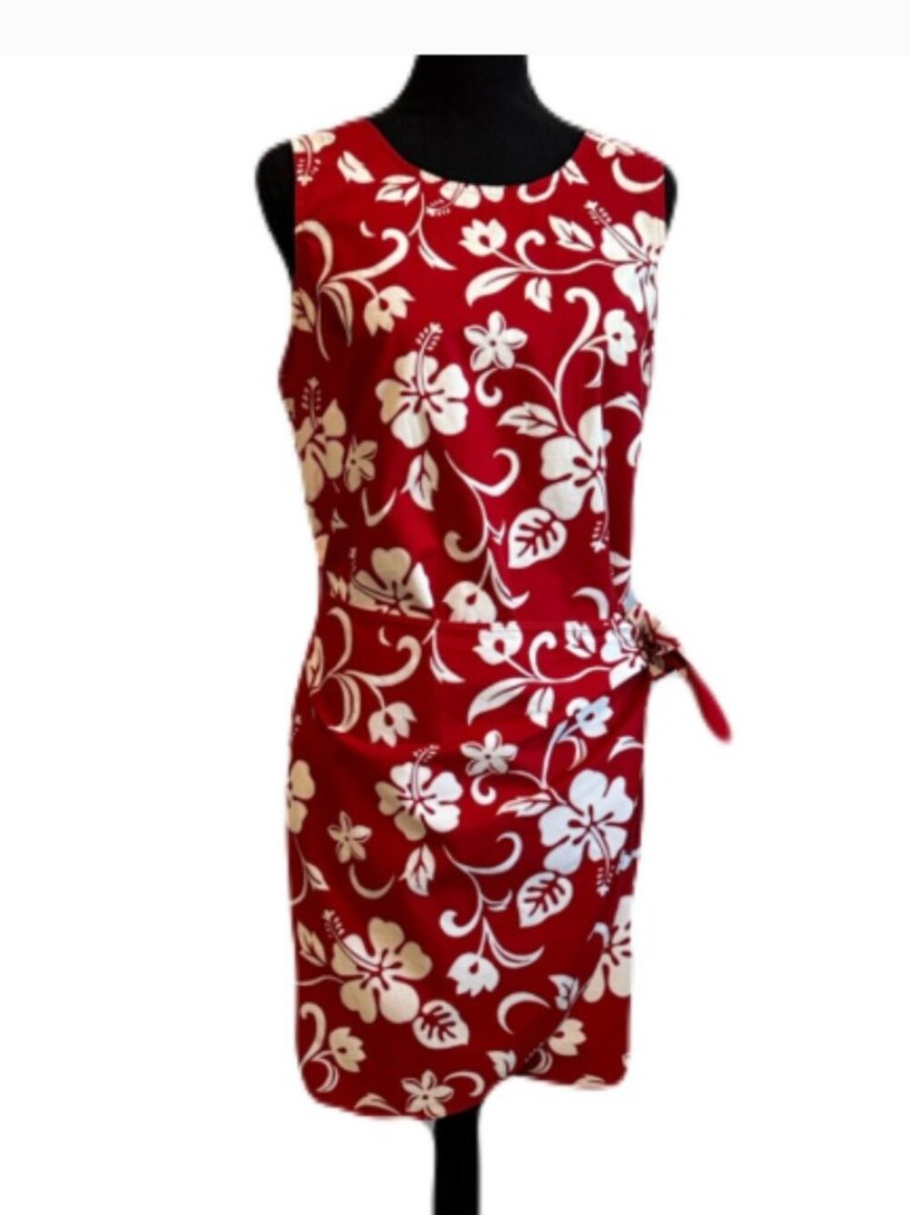 Shannon Marie Hawaii 2XL Red Hibiscus Sarong Dress 100% Cotton Made in Hawaii